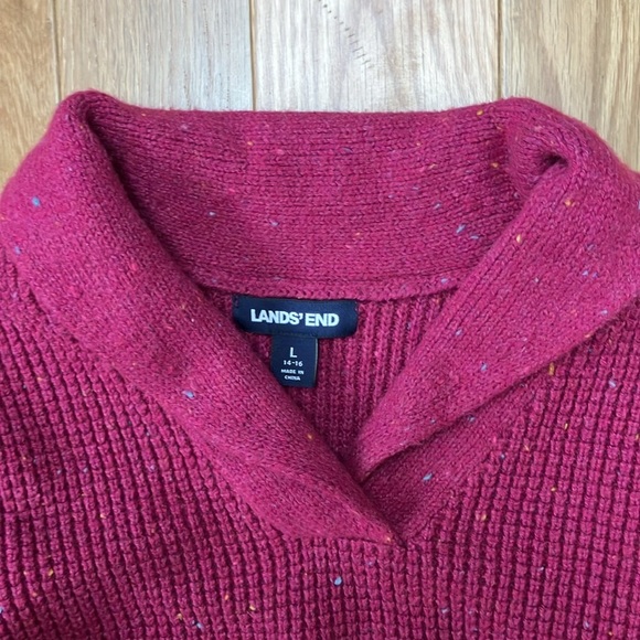 Lands End pullover size sweater magenta with colored flecks size Large - Picture 2 of 4